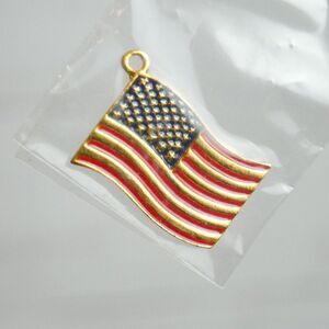 Vintage Phister American Flag Metal Golden Enamel Charm 1998